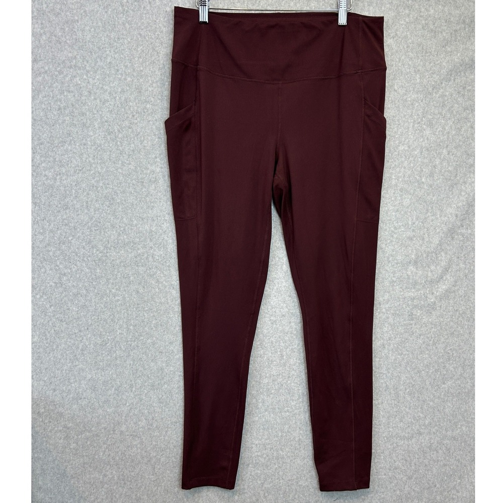 32 Degrees Leggings Burgundy Red High Waisted Side Pockets Activewear Size XL